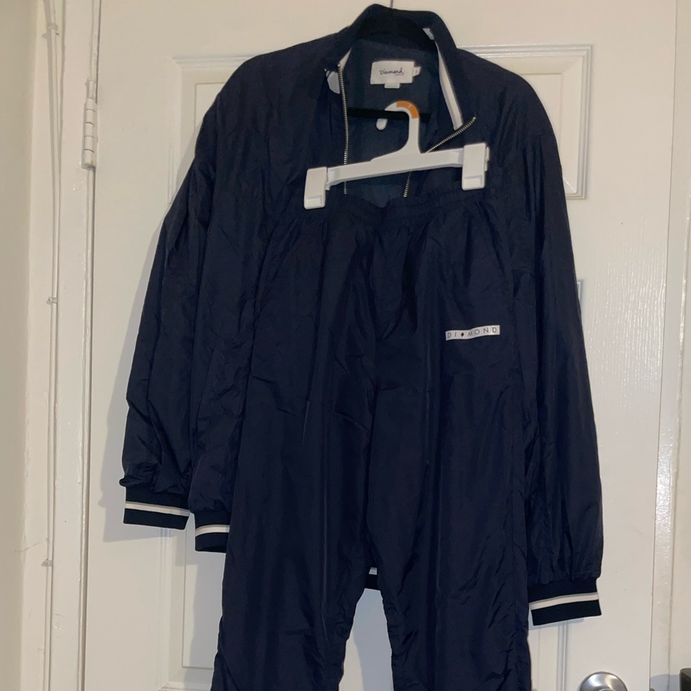 Diamond supply blue Windbreaker Set